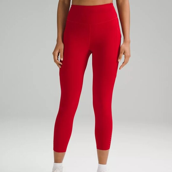 Lululemon - Fast and Free HR Crop 23" with Pockets Dark Red Size 6 - Picture 1 of 6